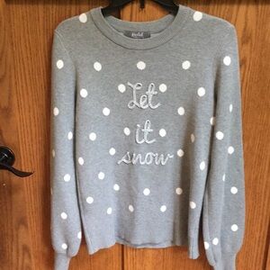 Marled Gray Polka Dot Sweater - Let It Snow size XS